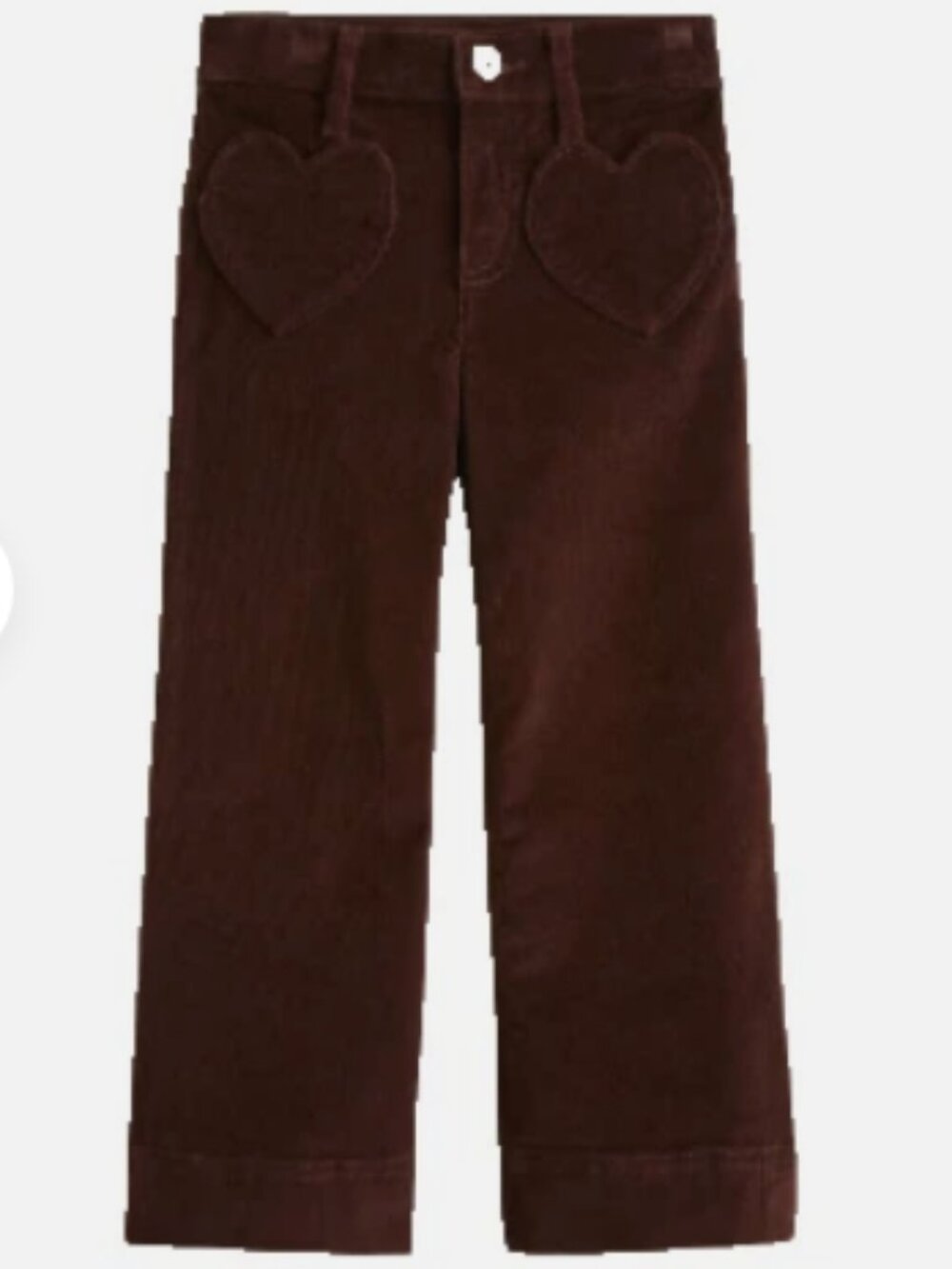 J. Crew Girls' Sailor Corduroy Pants with Heart Pockets Brown Size 7 NWT NEW